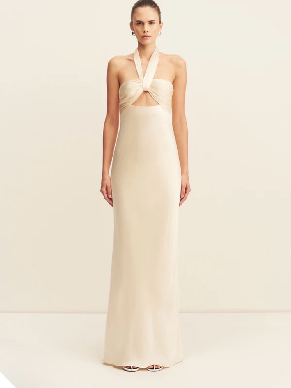 SHONAJOY La Lune Ruched Halter Maxi Dress